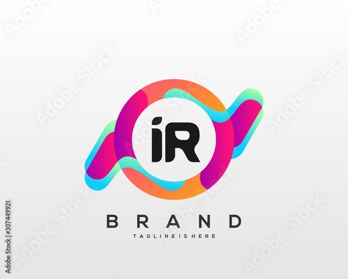 IR initial logo With Colorful Circle template vector.