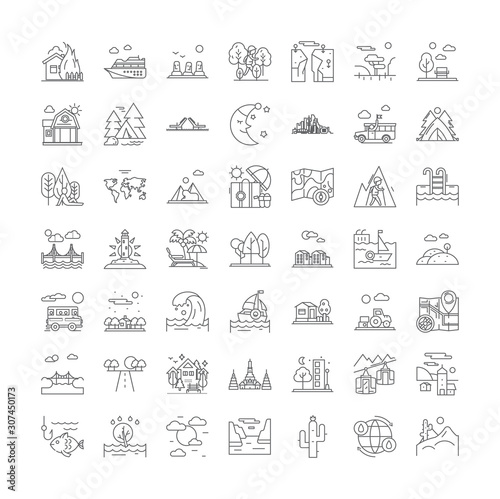 Landscapes design line icons, signs, symbols vector, linear illustration set