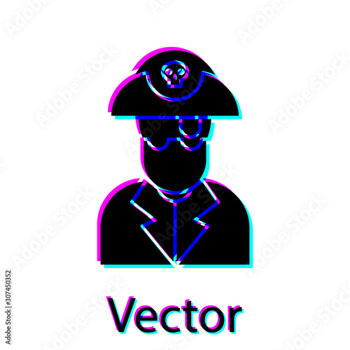 Black Pirate captain icon isolated on white background. Vector Illustration