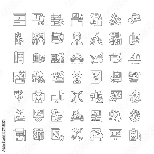 Learning organization line icons, signs, symbols vector, linear illustration set