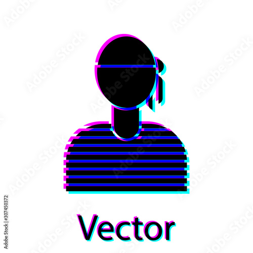 Black Sailor captain icon isolated on white background. Vector Illustration