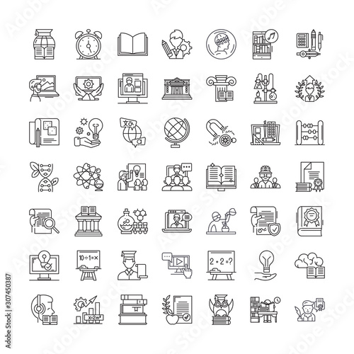 Fast learning line icons, signs, symbols vector, linear illustration set