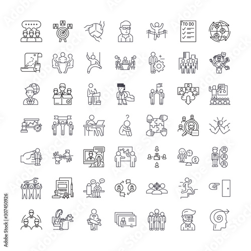 Management line icons, signs, symbols vector, linear illustration set