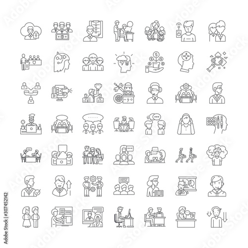 Mindset line icons, signs, symbols vector, linear illustration set