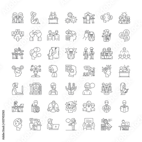 Human mindset line icons, signs, symbols vector, linear illustration set