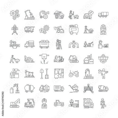 Mining line icons, signs, symbols vector, linear illustration set