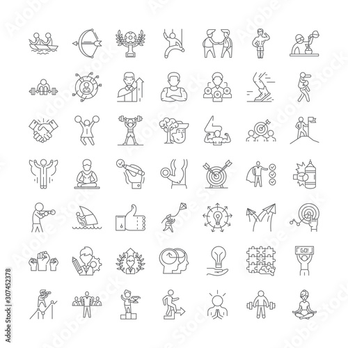 Personal motivation line icons, signs, symbols vector, linear illustration set