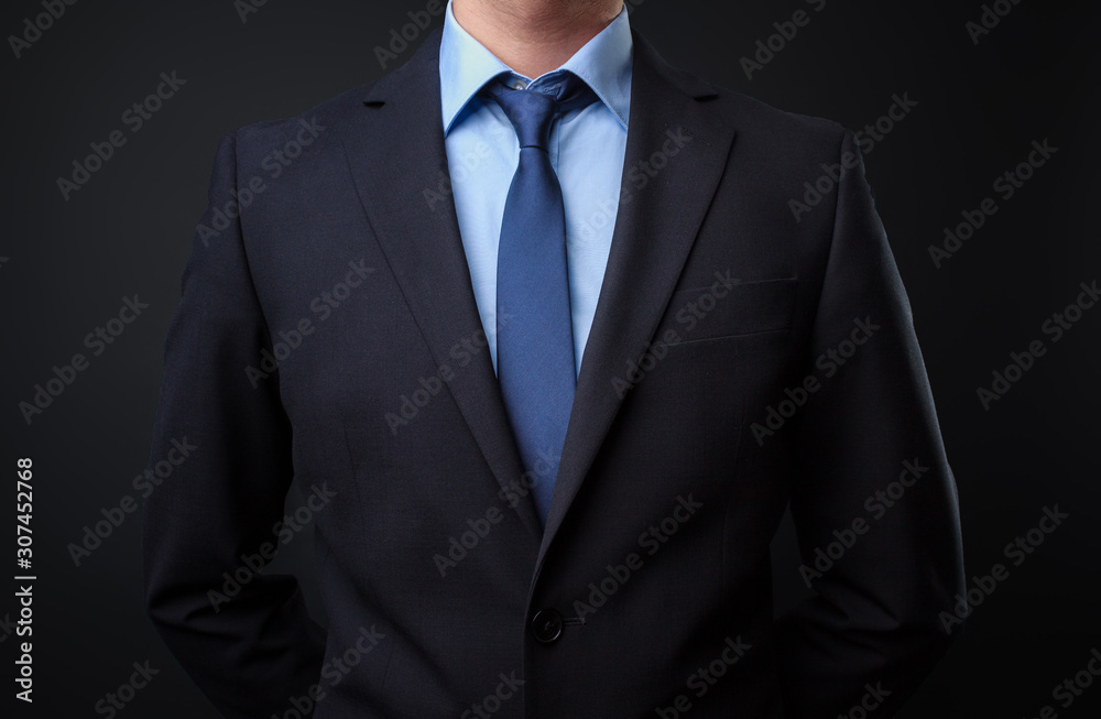 Man in black blue suit with tie Man in black blue suit with tie