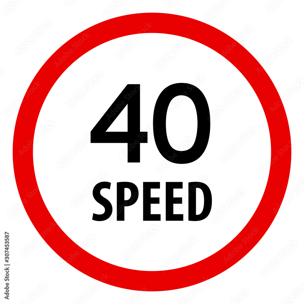 Speed limit 40 traffic signs vector. Red circle background. Speed limit 40 traffic signs vector. Red circle background.