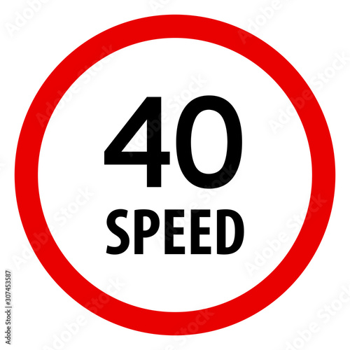 Wallpaper Mural Speed limit 40 traffic signs vector. Red circle background. Torontodigital.ca