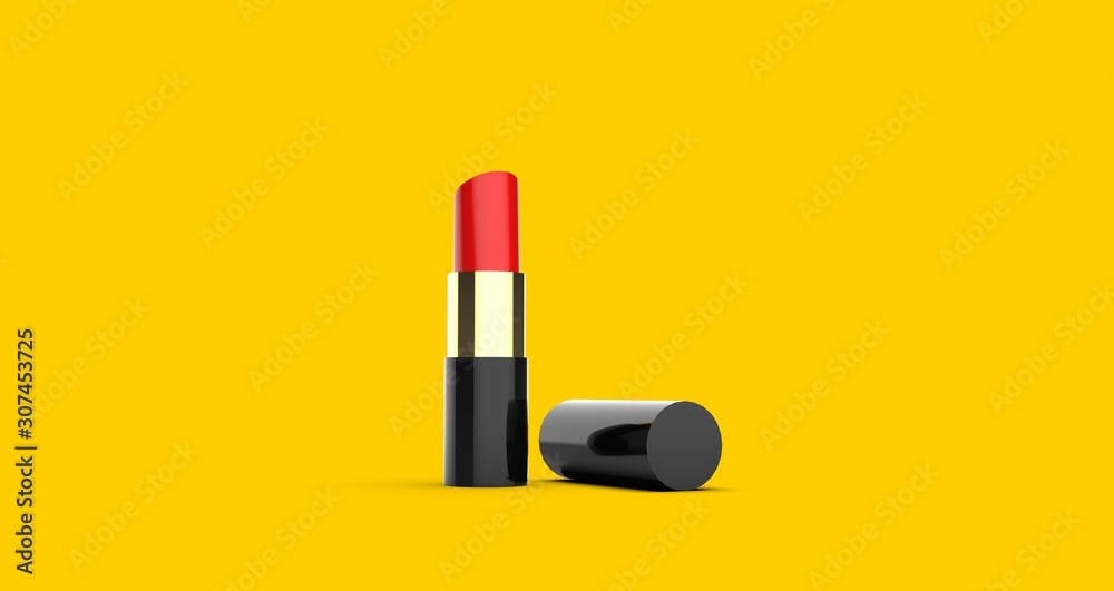 Red Lipstick, Cosmetic, 3D Rendering Red Lipstick, Cosmetic, 3D Rendering