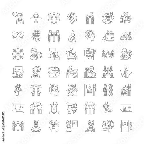 Mentality line icons, signs, symbols vector, linear illustration set