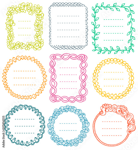 Set of doodle frames for bullet journal, notebook, diary, and planner isolated on white background.
