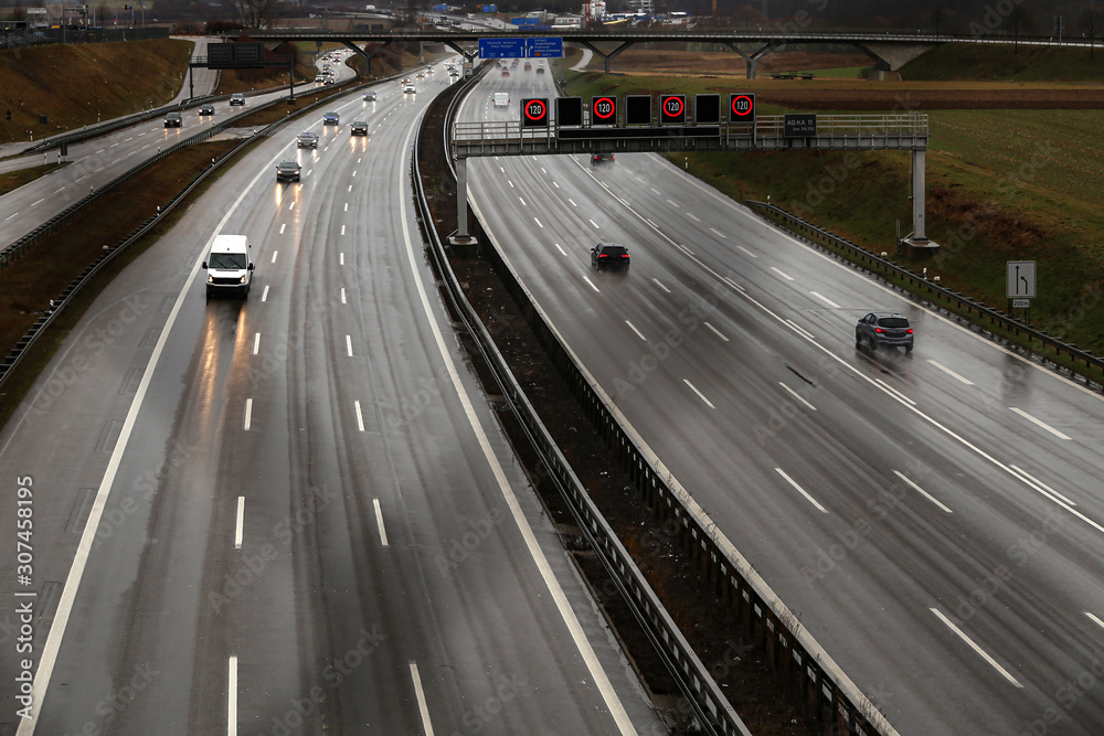Outdoor shut of a stretch of motorway in Germany Outdoor shut of a stretch of motorway in Germany