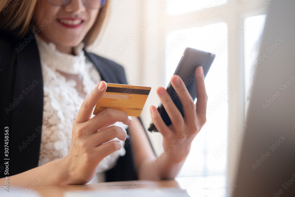 Customer shopping online pay by credit card. Customer shopping online pay by credit card.