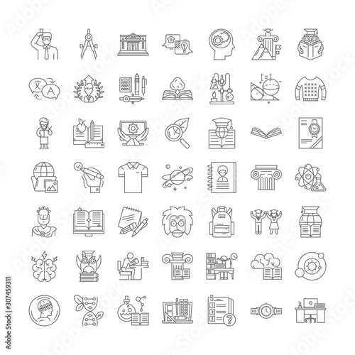 Students campus line icons, signs, symbols vector, linear illustration set