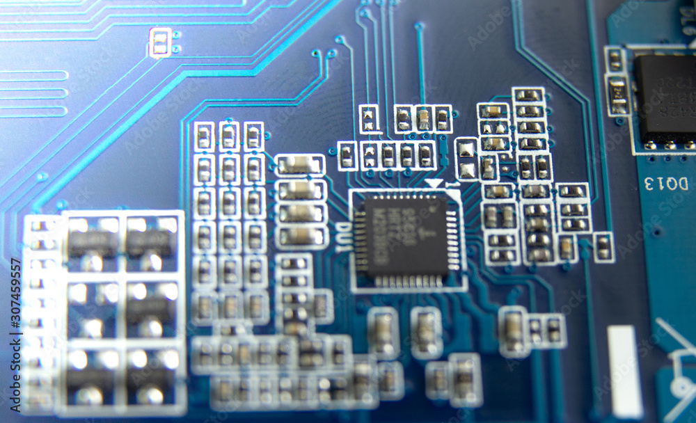 Modern printed circuit board, electronic circuit board, textolite. Background banner. Modern printed circuit board, electronic circuit board, textolite. Background banner.