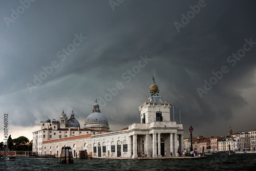 A thunderstorm looming above the Cathedral of Santa Maria della Salute, Venice