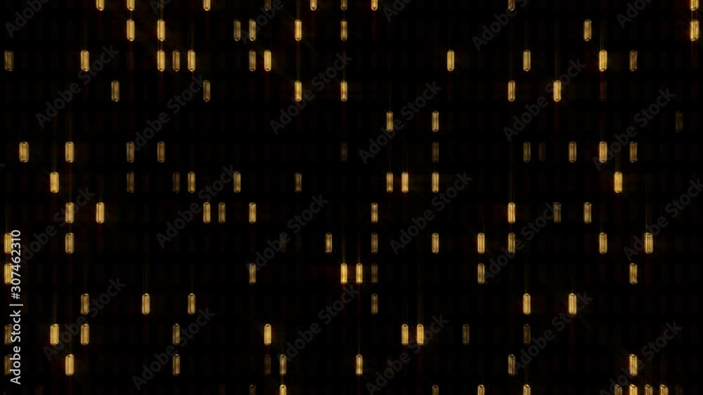 Shiny Abstract Gold Glimmer LED Lights Turning On and Off Randomly 4K