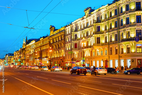 Nevsky night cityscape  Saint Petersburg