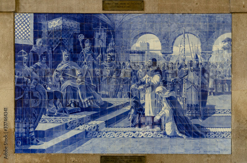 Mosaic in azulejos in S Bento Station photo