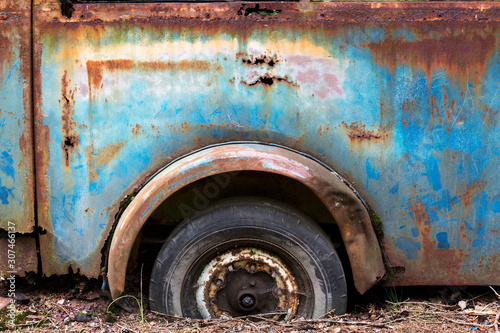 Abandoned rusty car