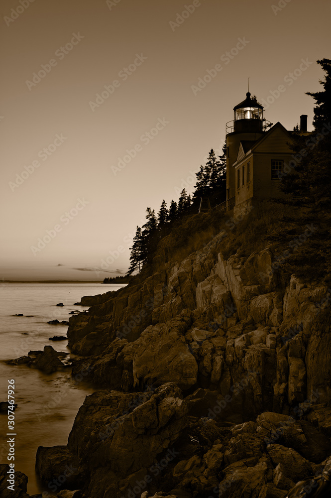 Bass Harbor Lighthouse Acadia BW