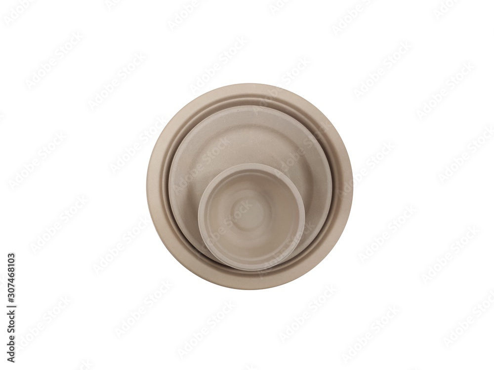 Recycle paper dish and bowl isolate on white background Recycle paper dish and bowl isolate on white background