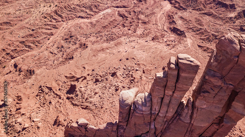 Vertical drone view of the Stagecoach in Monument Valley photo