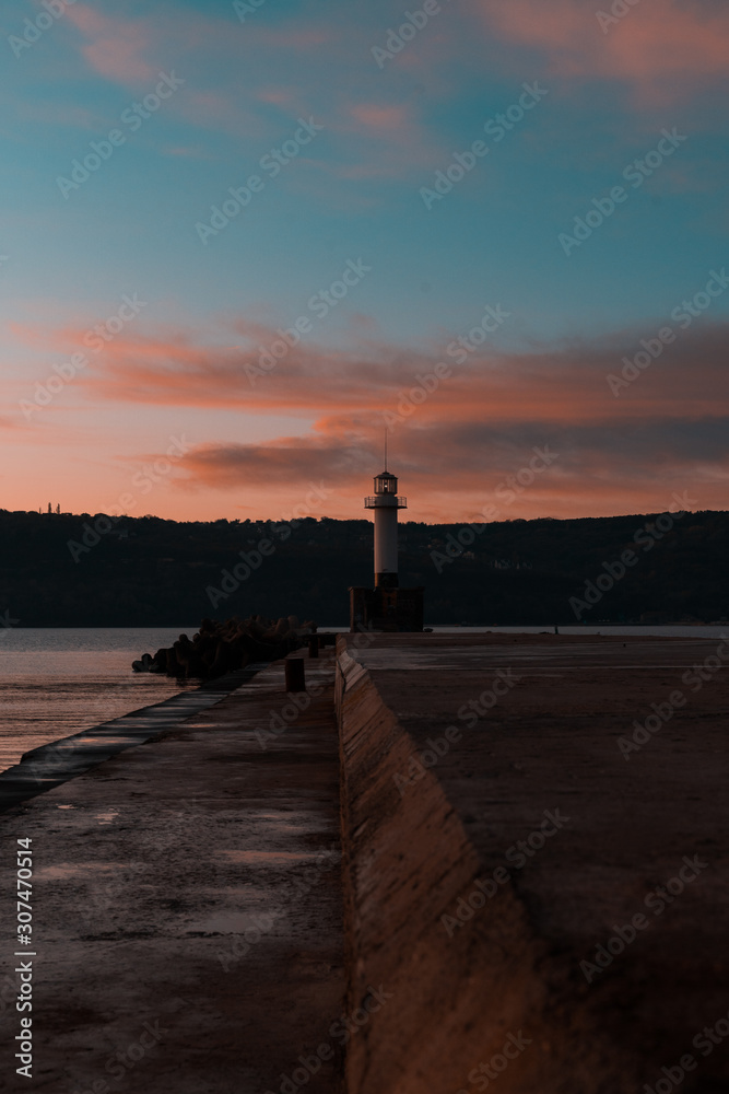 Lighthouse during sunrise in Varna / Bulgaria - 11.30.2019