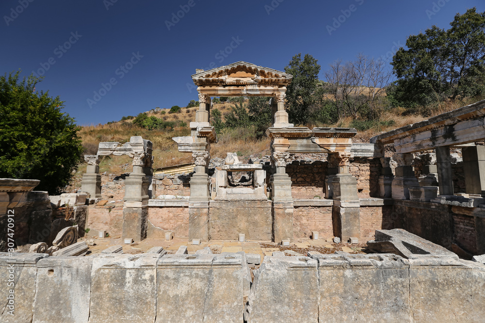 Fountain of Trajan in Ephesus Ancient City, Izmir, Turkey