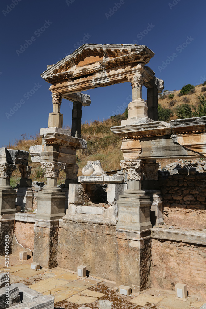 Fountain of Trajan in Ephesus Ancient City, Izmir, Turkey Fountain of Trajan in Ephesus Ancient City, Izmir, Turkey