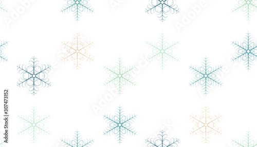 Christmas seamless pattern with snowflakes on white background.