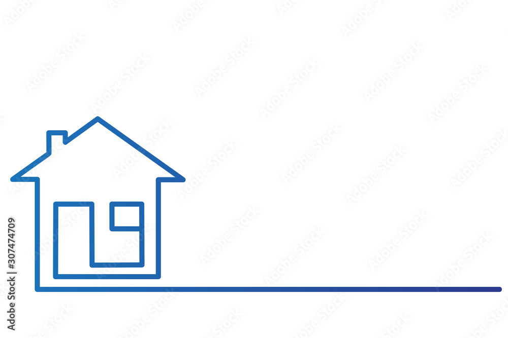 Real Estate Logo, blue house on white for design, stock vector illustration