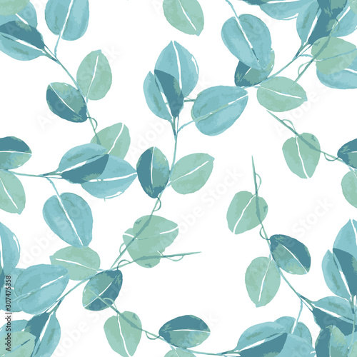 Trendy foliage eucalyptus pattern  great design for any purposes. Botanical vector illustration.