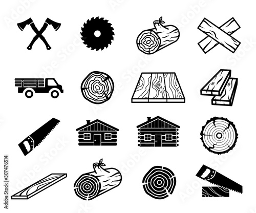 Wood icon set vector