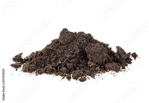 Heap of soil on a white background