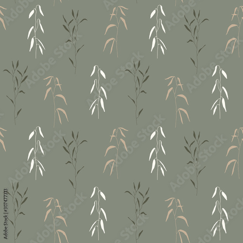 Seamless floral pattern in vintage style. Leaves and plants. Botanical illustration. Hand drawn vector pattern for card  poster  flyer  home decor  fabric and textile