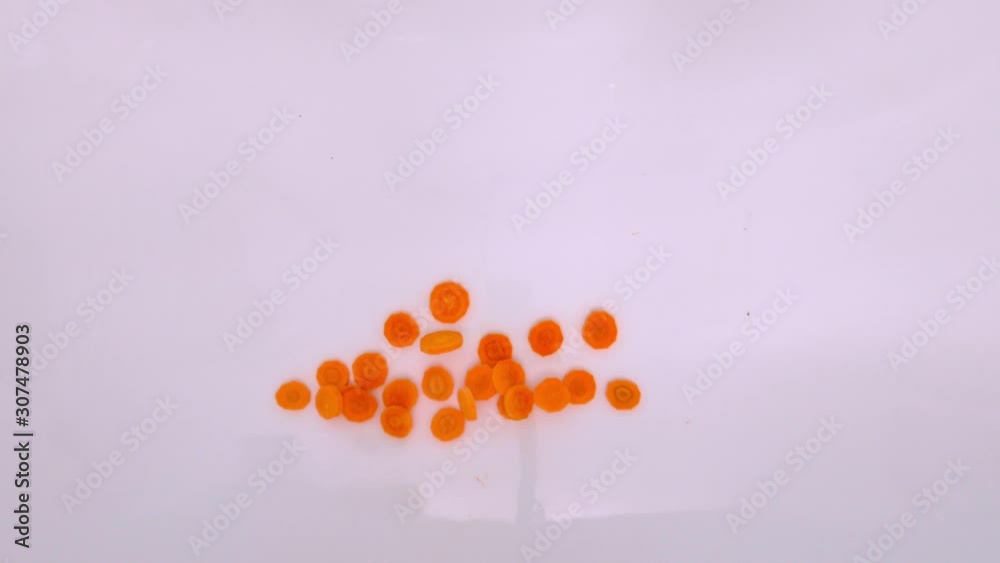 Adding slicing carrots into water