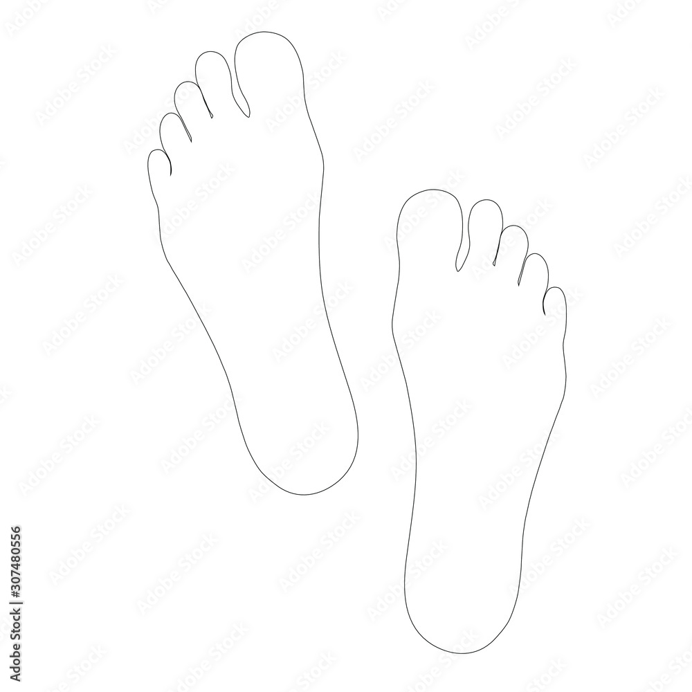Human footprint outline monochrome art design elements stock vector illustration for web, for print, for textile Human footprint outline monochrome art design elements stock vector illustration for web, for print, for textile