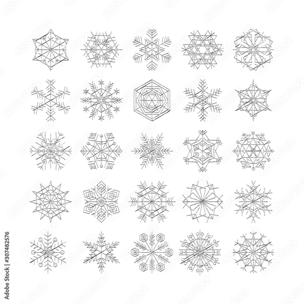 set of snowflakes set of snowflakes