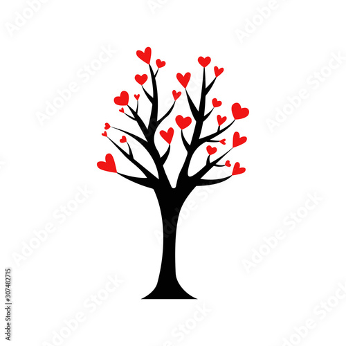 Valentine tree. leaf from hearts. Isolated on white background. Vector Illustration © Кристина Васильева