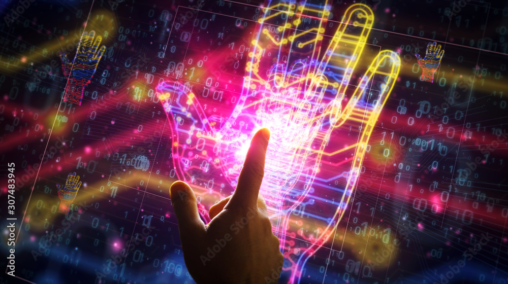Cyber hand futuristic illustration