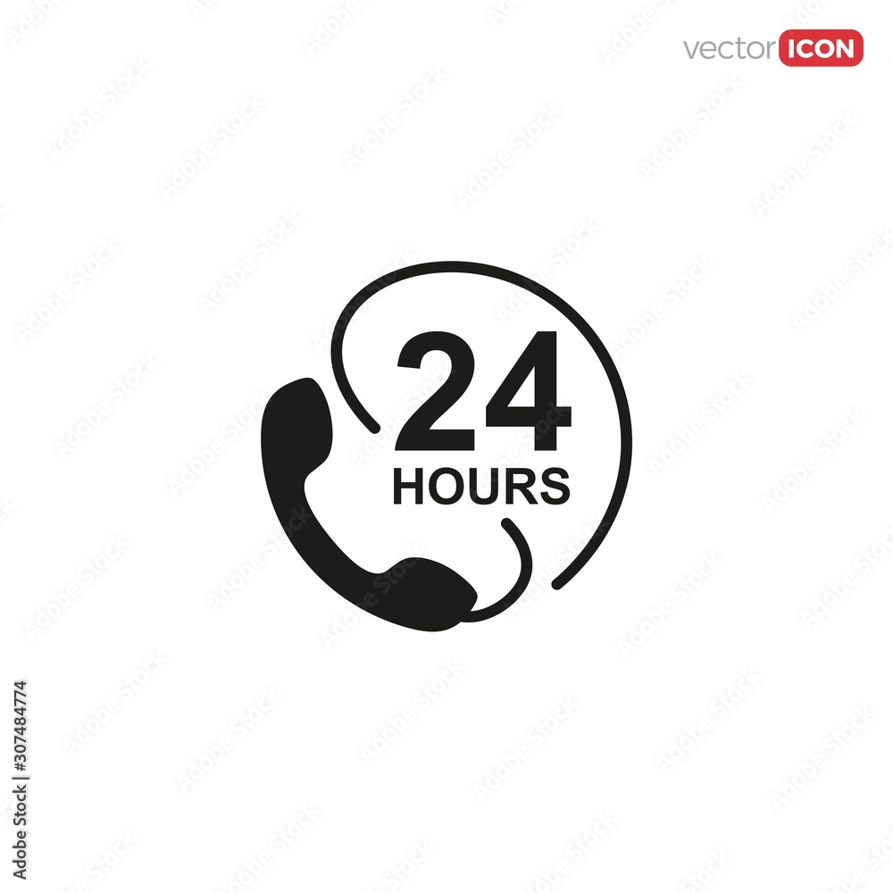 24 hours call/service/support icon/symbol/Logo Design. Vector Template Illustration. 24 hours call/service/support icon/symbol/Logo Design. Vector Template Illustration.