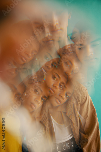 Kaleidoscope view of young woman's face