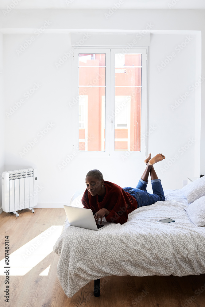 Black woman laptop bed. Black woman laptop bed.