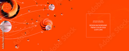 Abstract background futuristic elements on Lush Lava color banner geometric fiery orange-red gradient texture with lines