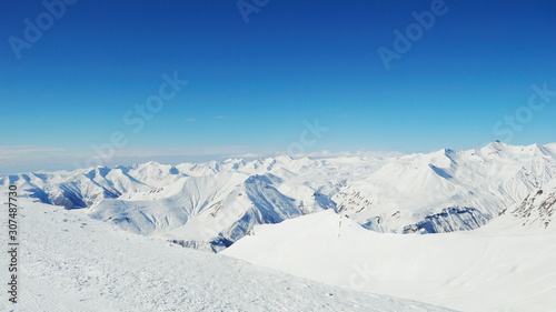 Beautiful winter landscape at a mountain ski resort © Davidich