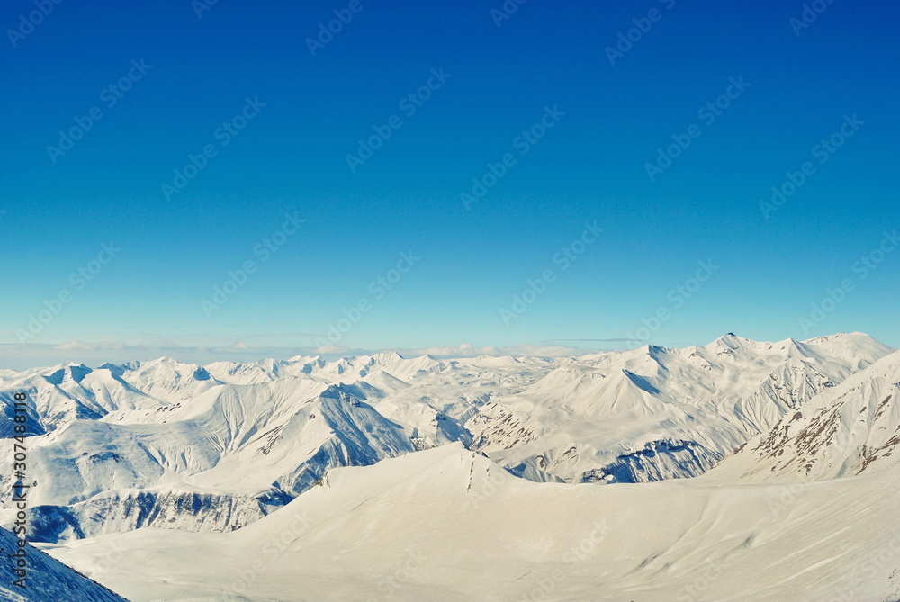 Beautiful winter landscape at a mountain ski resort