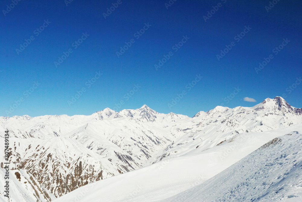 Beautiful winter landscape at a mountain ski resort
